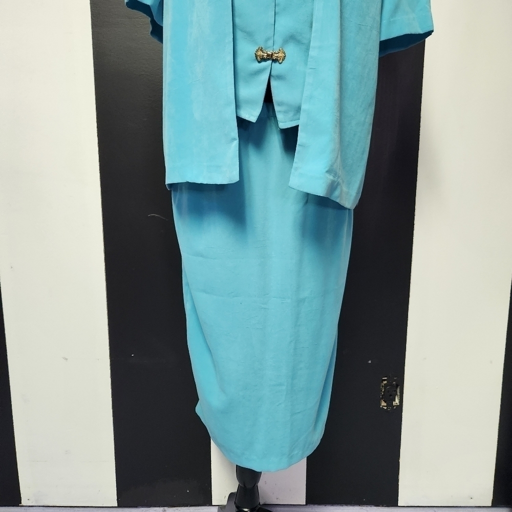 Vintage skirt suit set aqua - Picture 3 of 7